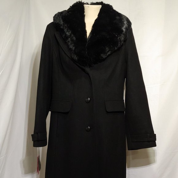 Vince Camuto Medium Wool-Blend Coat, Black, 12 - Picture 3 of 9